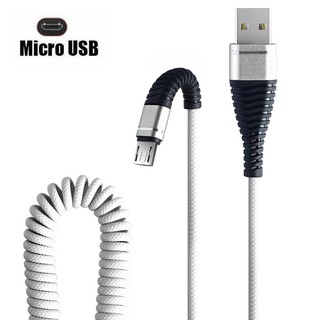 Micro USB  Spring Durable Cable Data Fast Charging A