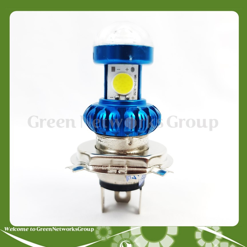 Đèn pha led chân H4 Chân M5 2 tim bi cầu ánh sáng trắng Greennetworks