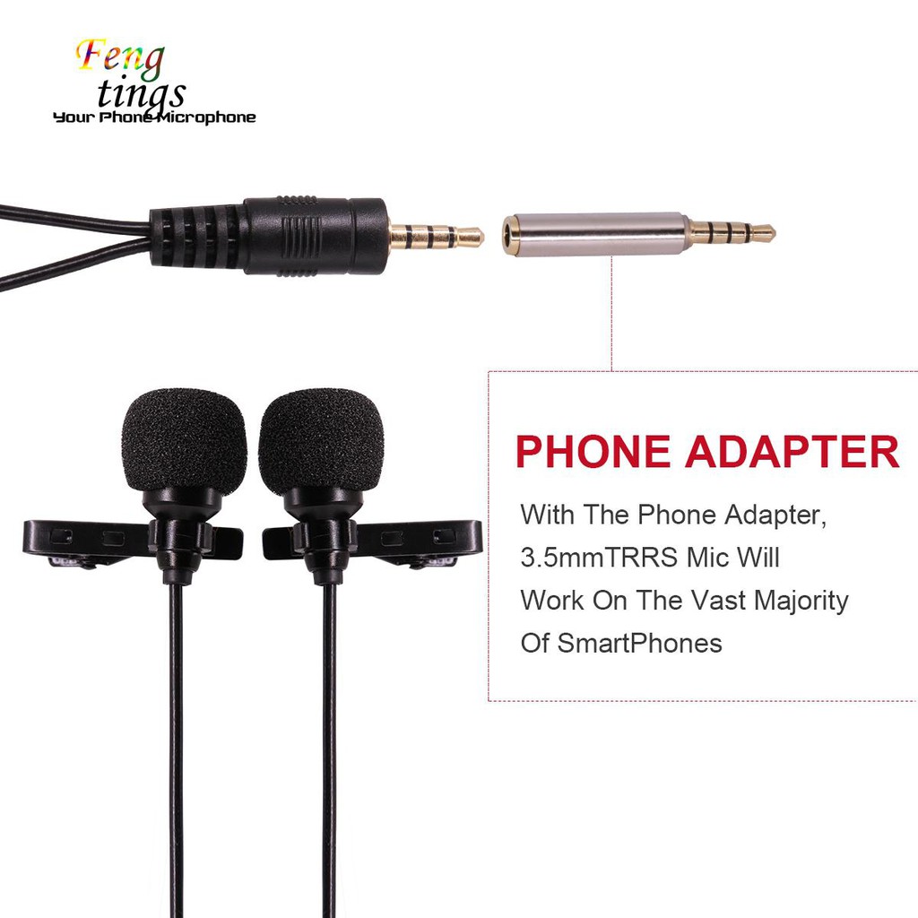 Bộ Micro 2 Đầu Có Kẹp Tiện Lợi Cho Điện Thoại Iphone Android
