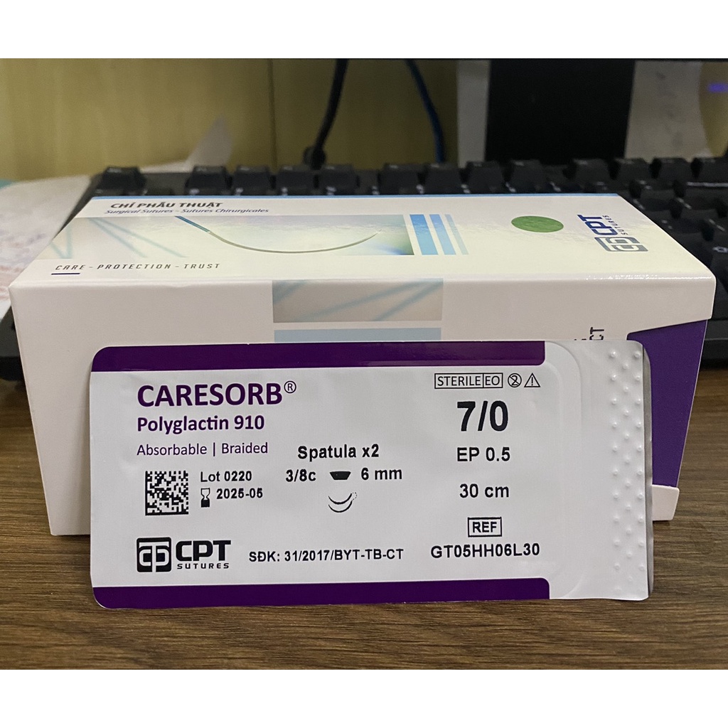 Chỉ thẩm mỹ tự tiêu CPT CARESORB 7/0 [Giá 1 sợi]