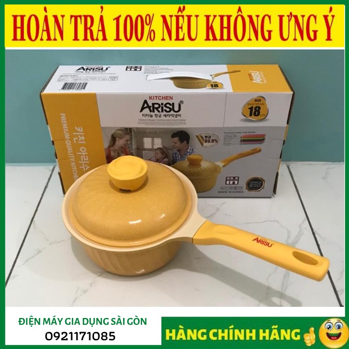 SALE Quánh kháng khuẩn 7 lớp phủ TITANIUM Happy Home Pro chất lượng Hàn Quốc màu vàng size 18cm ❤️RẺ VÔ ĐỊCH❤