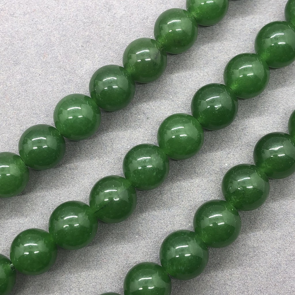 Chuỗi Hạt Đá Chalcedony Màu Xanh Lá Cây Đậm, Kích Cỡ 4-14mm