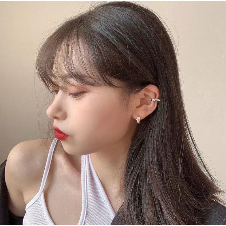 📛 RẺ VÔ ĐỊCH 📛 khuyên kẹp vành tai hình trái tim khóa màu bạc cá tính phong cách hàn quốc