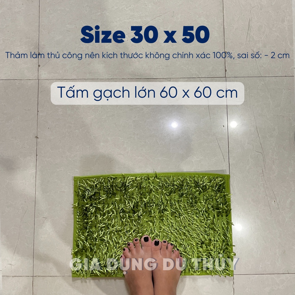 Thảm chùi chân san hô bóng nhiều màu sắc kích thước 30x50, 40x60, 50x70 cm của tổng kho gia dụng Du Thủy