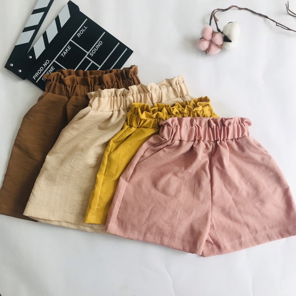 Quần Đùi Cạp Cao Bé Trai Bé Gái Chất Đũi Thoáng Mát Thấm Hút Mồ Hôi Size 10-35kg