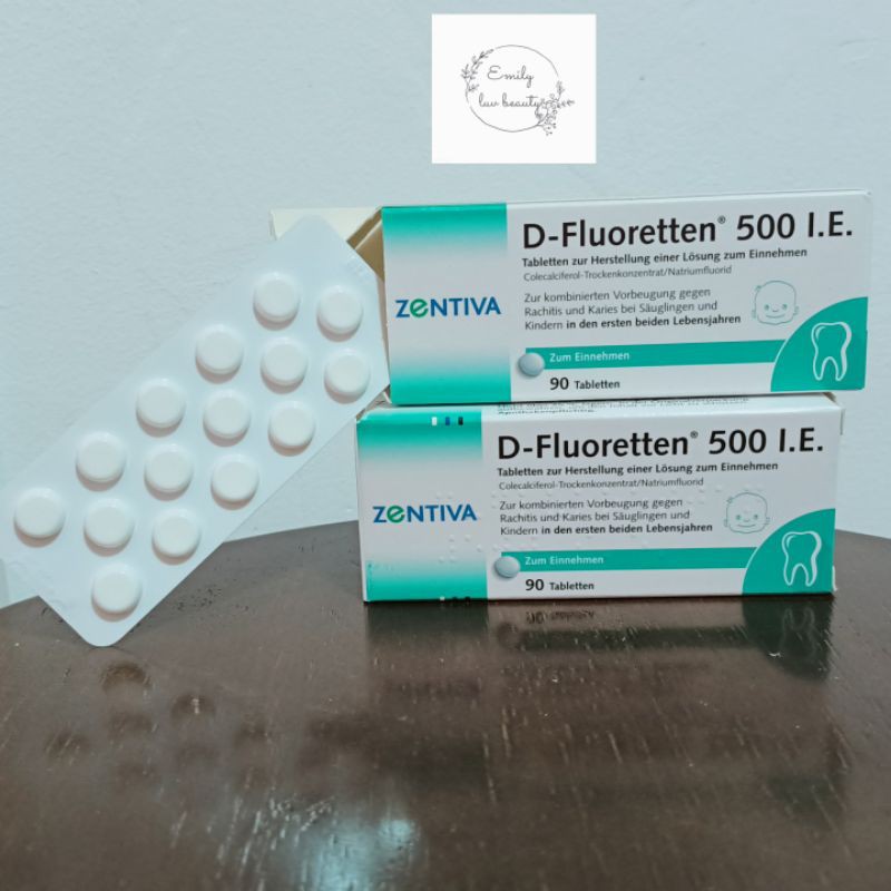 Vitamin D3 Flouretten 500 IE cho bé dạng viên hộp 90 viên