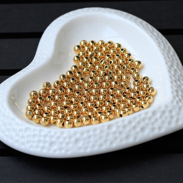 [Siêu rẻ] Charm bi bạc mạ vàng 4mm - MH385