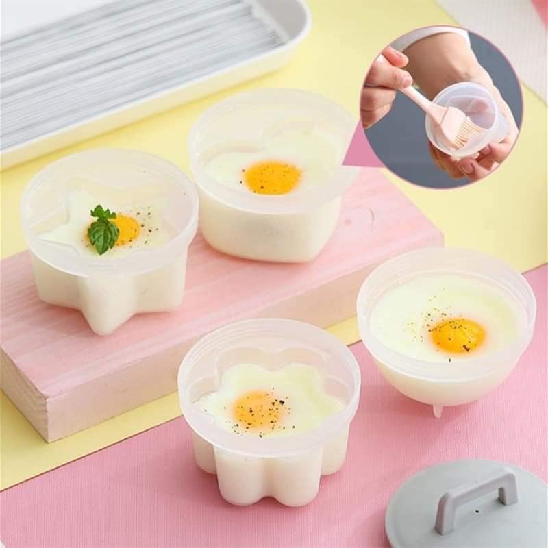 [ LỰA MẪU - MÀU] Khuôn set hấp trứng, hấp bánh , làm bánh , pudding,flan chống dính bộ 4 khuôn có nắp (tặng phết bơ dầu)