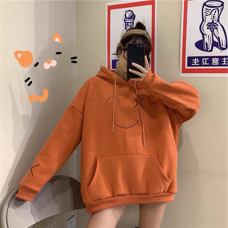 Áo hoodie mặt cười mắt x