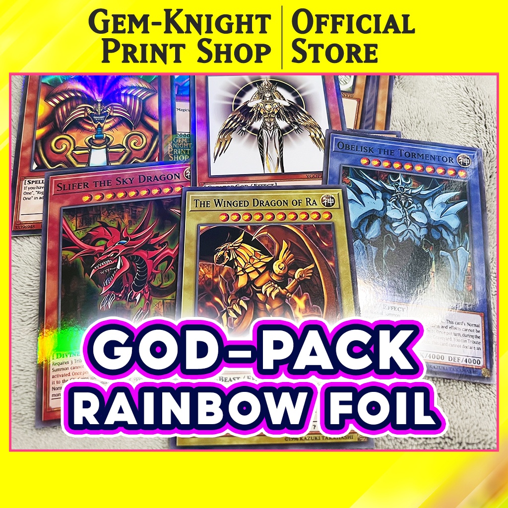 [Bài In] Bộ bài Yugioh – Combo 3 Vị Thần – God Pack Rainbow Foil