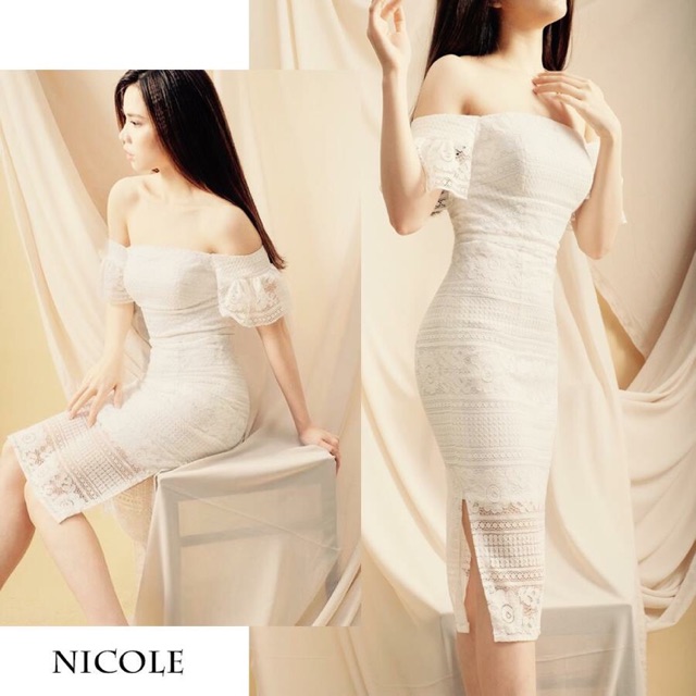 (Nhập mã NTAM189 để được giảm còn 189k + FS) NICOLE - ĐẦM REN TRỄ VAI