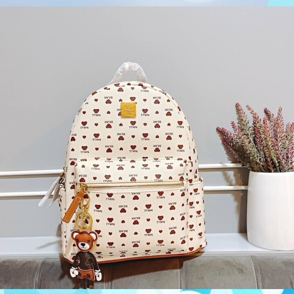 Balo TTWN BEAR chất da, logo biểu tượng là e gấu Bear xinh xắn của Sing, đủ tiêu chí RẺ - BỀN - ĐẸP