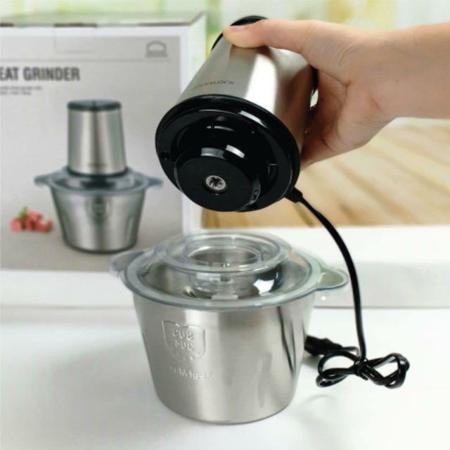 Máy xay thịt Cối Xay Thực Phẩm Đa Năng Inox 304 Dung Tích 2l Hàng Cao Cấp Lõi Đồng [BH 1 đổi 1 trong 3 tháng]
