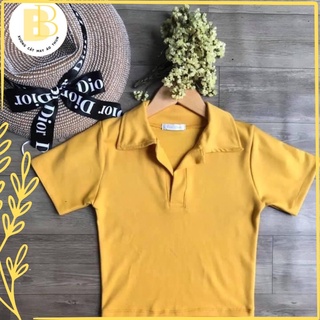 Áo croptop cổ trụ polo