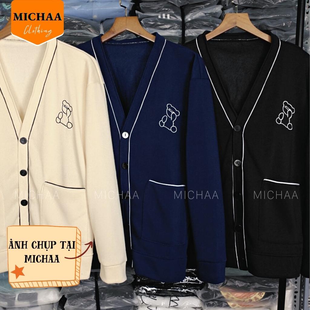 Áo Khoác Nỉ Cardigan GẤU LOVE Nam Nữ Ulzzang Unisex Kiểu Form Rộng Hình In - MICHAA