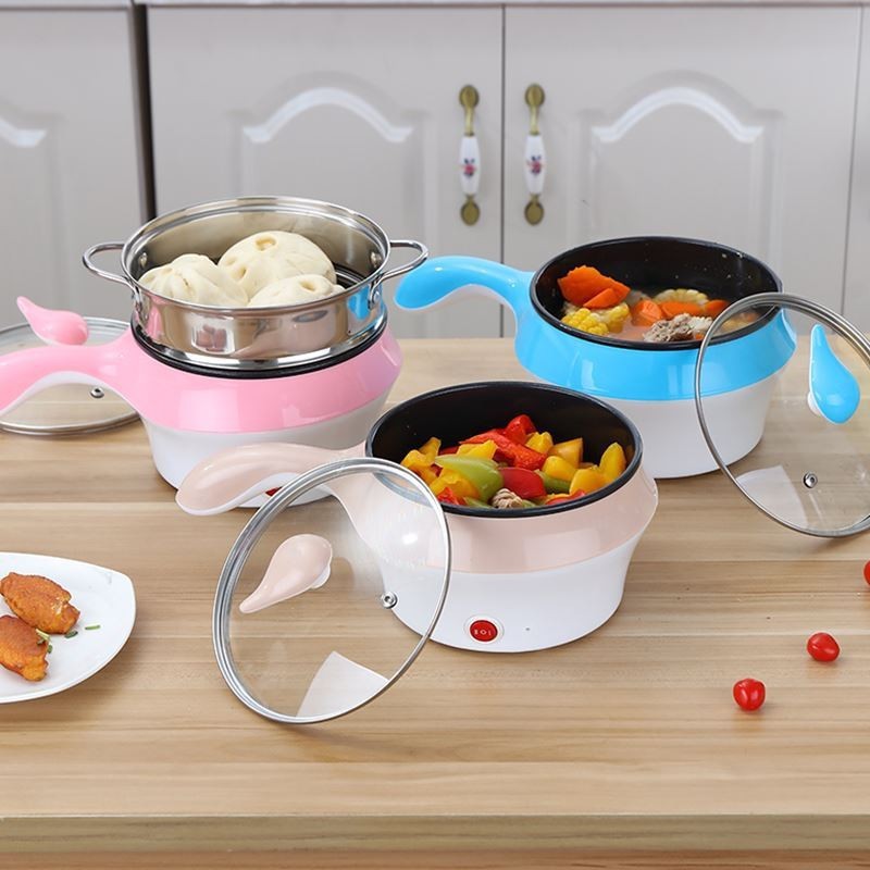 NỒI LẨU ĐIỆN MINI 18cm ĐA NĂNG KÈM GIÁ HẤP CÓ TAY CẦM