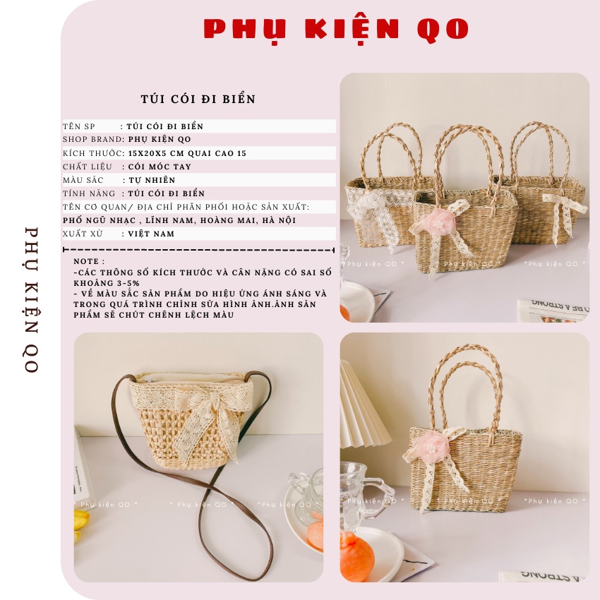 Túi cói đi biển, Túi lục bình Vintage  TCLB03