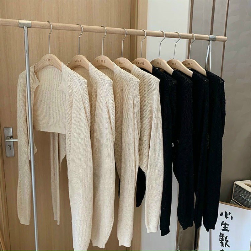 Áo Khoác Len Cardigan Lững Tay Dài xuất dư nhật ( có 2 màu )