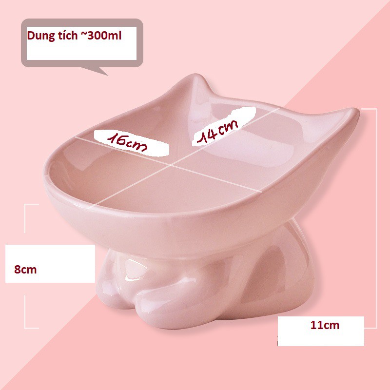 Bát ăn cho mèo bằng sứ, hình mèo siêu cute