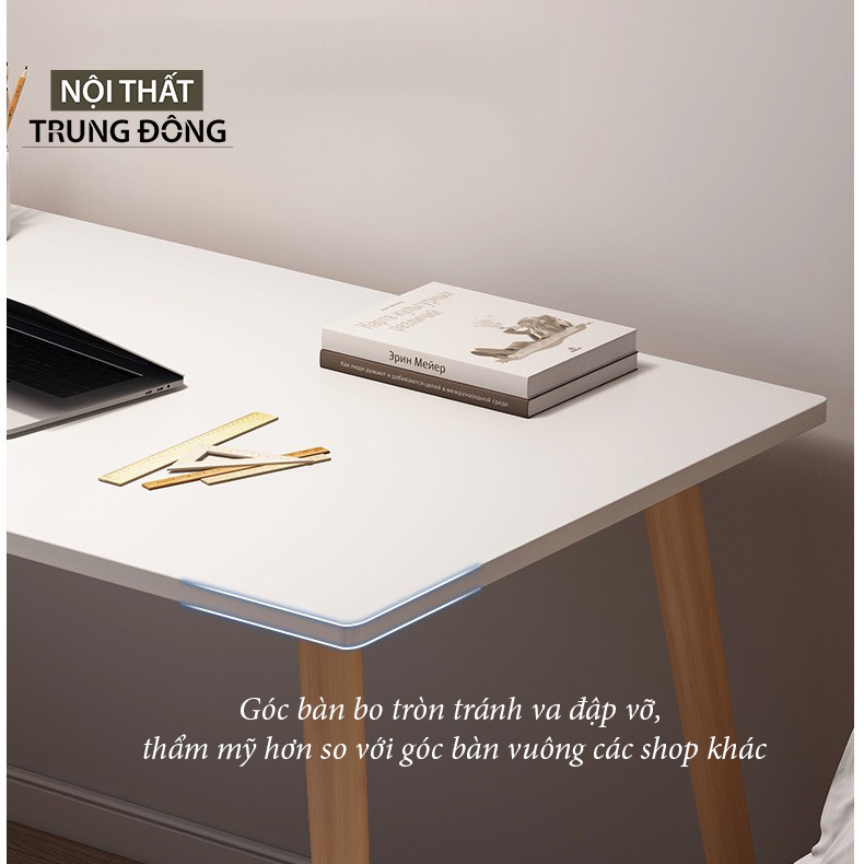 Bàn làm việc chân gỗ Bắc Âu màu đen mạnh mẽ - SunHome