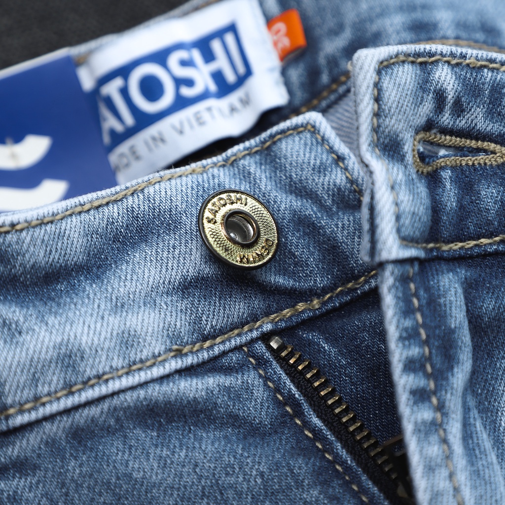 Quần jean nam Satoshi SAQJ43 màu xanh trơn, form dáng regular fit, dễ phối đồ