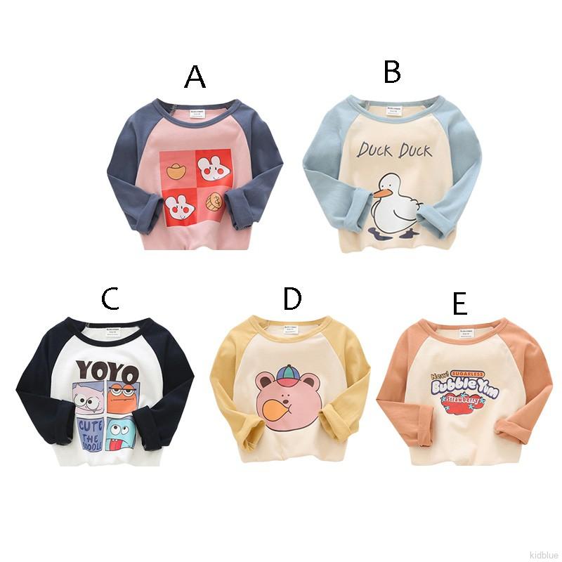 Áo thun dài tay in họa tiết hoạt hình đáng yêu xinh xắn cho bé