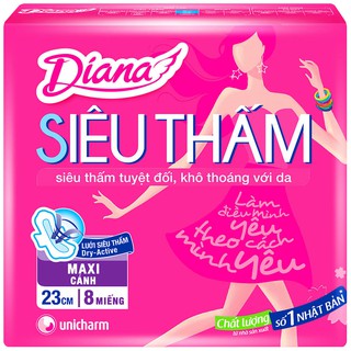 Băng vệ sinh Diana Maxi siêu thấm dày cánh 23cm