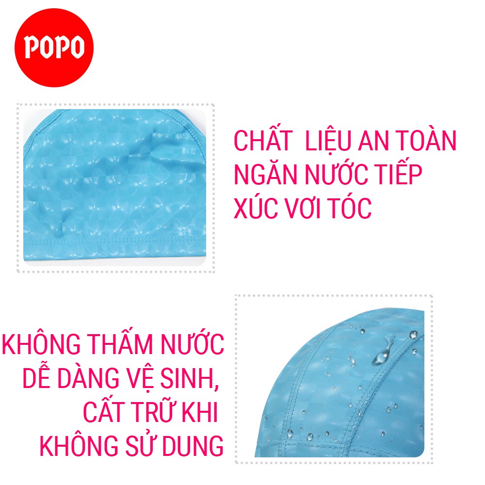 Mũ bơi POPO CA39 chất liệu Spandex ngăn nước bảo vệ tóc