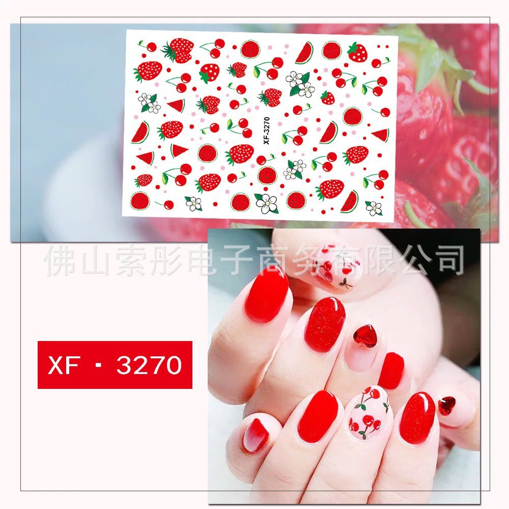 Sticker dâu tây trang trí móng tay