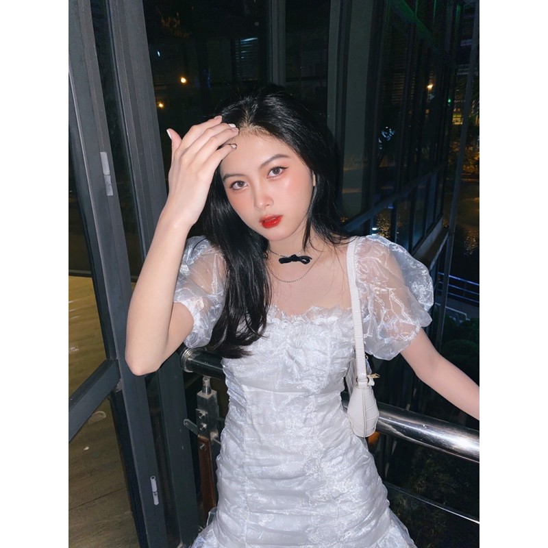 CHIKY WHITE DRESS - ĐẦM TRẮNG TIỂU THƯ REN HOA NỔI