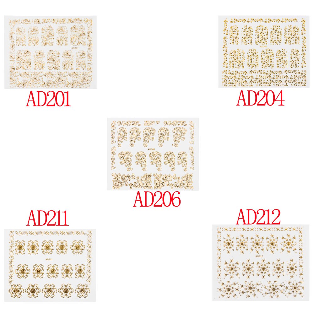 Miếng dán móng tay màu đồng 3D nghệ thuật