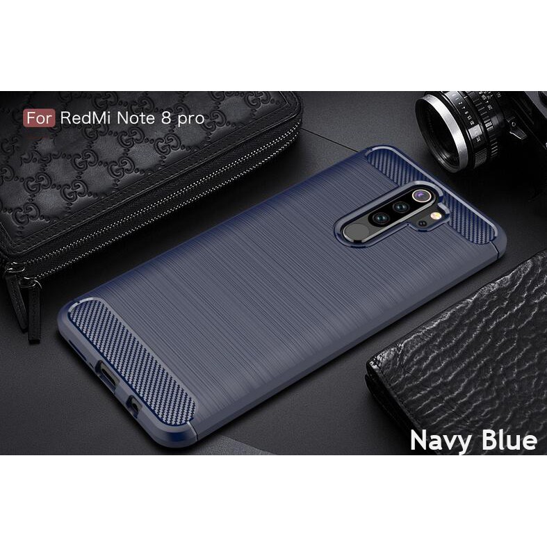 Ốp điện thoại kết cấu sợi carbon mềm màu nhám độc đáo cho Xiaomi Redmi Note 8 Pro