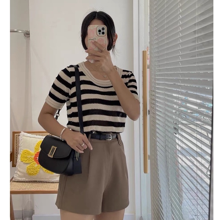 Áo mongtoghi len trắng đen caro