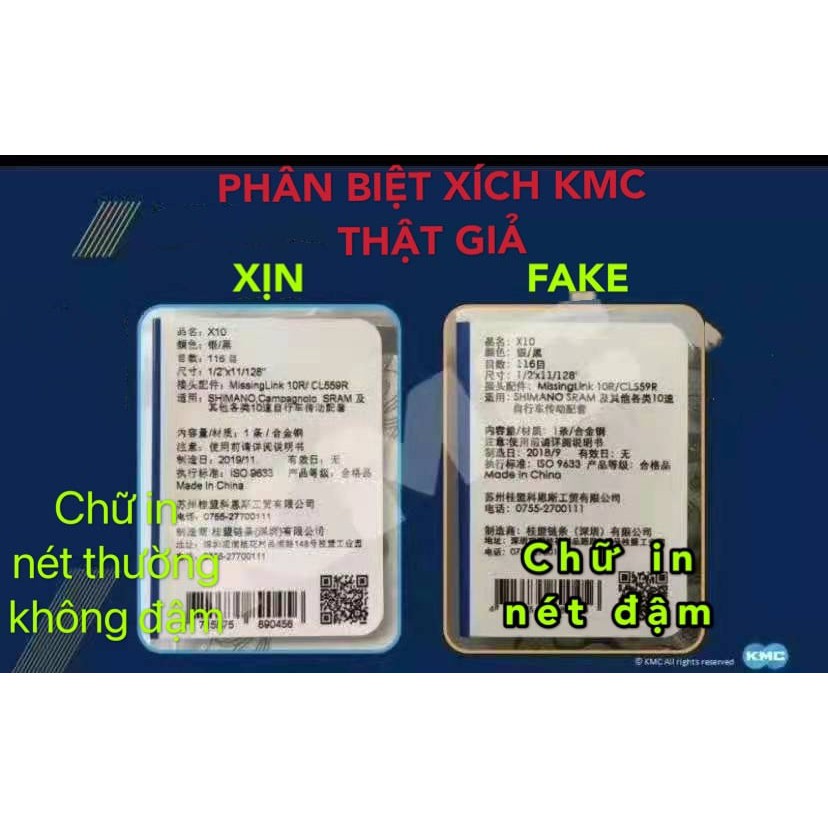 Xích - sên KMC X9 116L chính hãng Taiwan sử dụng cho xe đạp 9 tốc độ, hộp nhựa