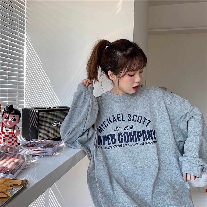 Áo khoác nam nữ thể thao ulzzang Paper company màu xám 🌸 Áo sweater hoodie kiểu dáng thể thao form rộng unisex K33 | BigBuy360 - bigbuy360.vn