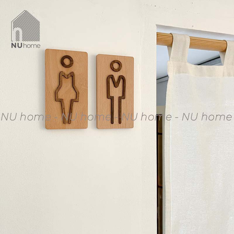 nuhome.vn | Bảng toilet, biển WC, icon nhà vệ sinh bằng gỗ tự nhiên cao cấp thiết kế đơn giản mộc mạc và đẹp mắt