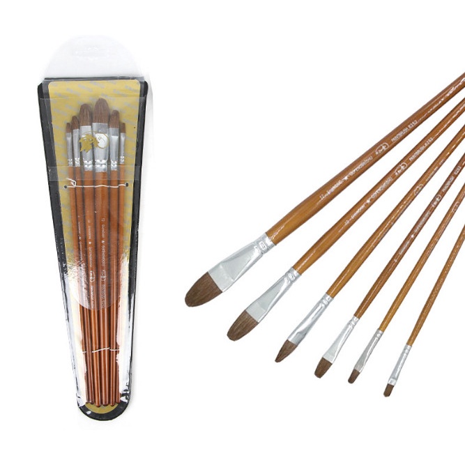 Bộ Cọ vẽ bút lông Sơn dầu Màu Acrylic Màu Nước (6 CÂY)