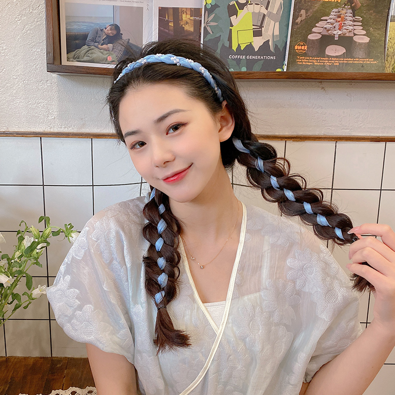 Cài tóc vải Tulle khảm ngọc trai thời trang hàn quốc dành cho nữ dễ thương xinh xắn