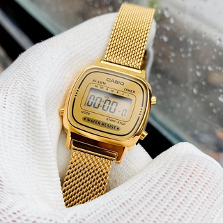 (Ảnh thật) Đồng hồ Casio La670 Silver Gold lưới Bản limitted - Chính hãng - BH 1 NĂM