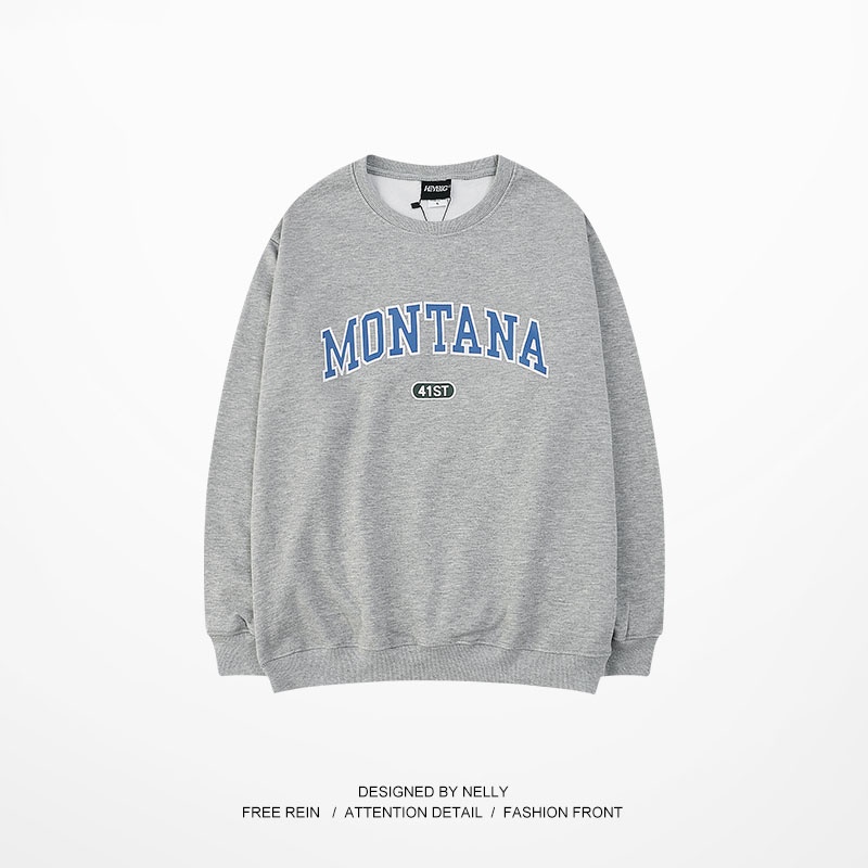 Áo sweater Nelly nỉ lót lông mềm in hình "MONTANA" áo nỉ