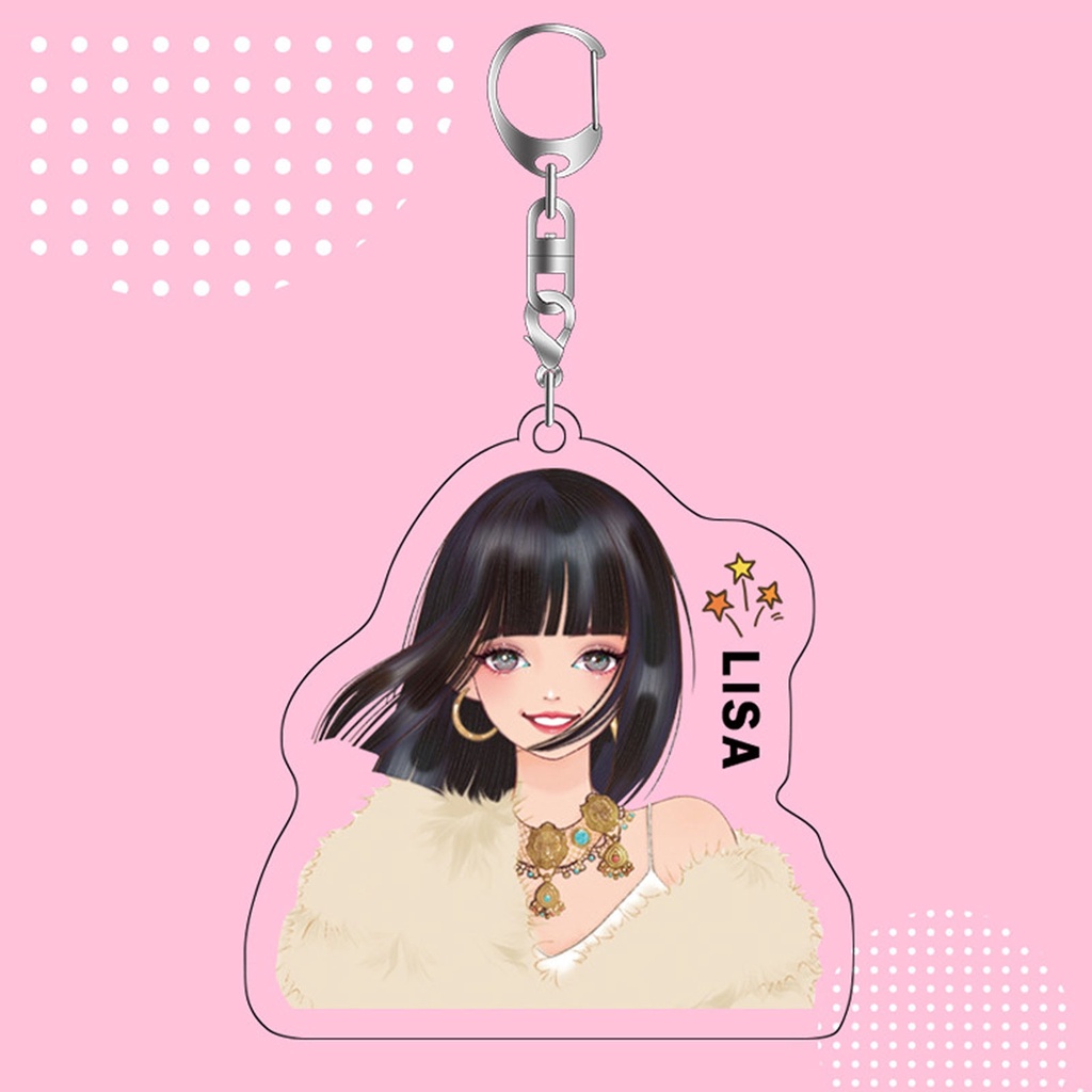 Móc Treo Chìa Khóa / Túi Hình Lisa Hai Mặt Bằng Acrylic In Hình Nhóm Nhạc Blackpink