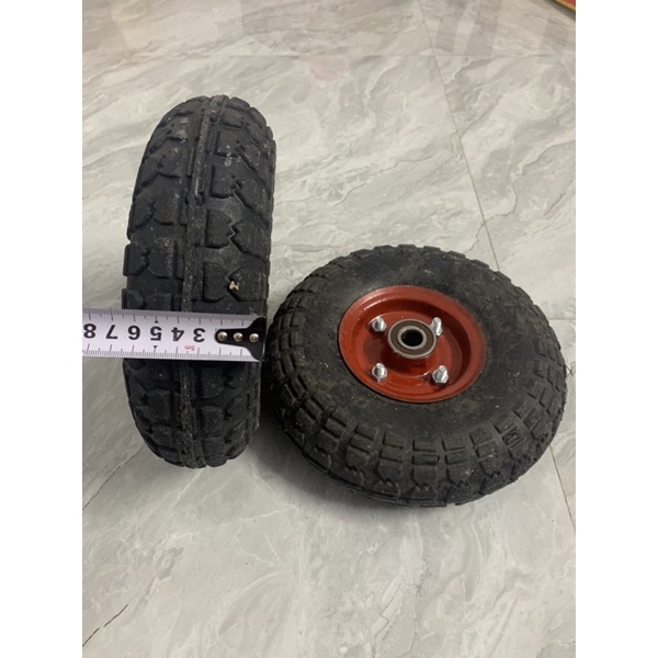 Bánh đỏ béo cao su đặc đường kính 25cm chuyên lắp xe đẩy, xe rùa