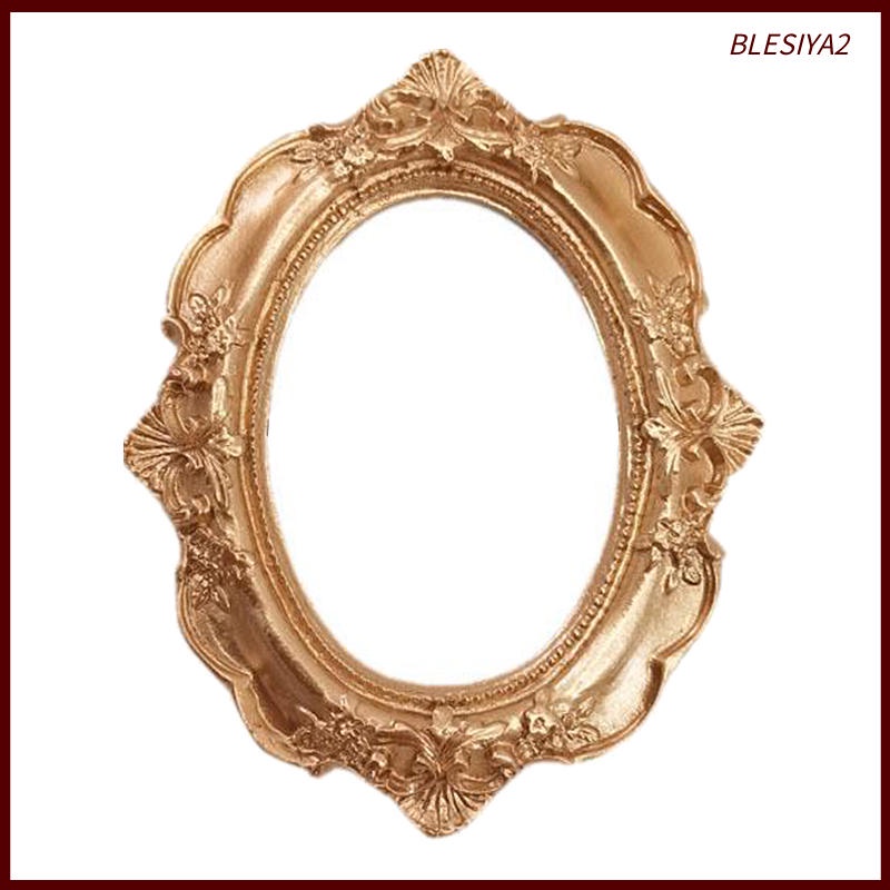 [Blesiya2] Khung Ảnh Bằng Nhựa Resin Mini Khắc Ren Hình Oval Cổ Điển