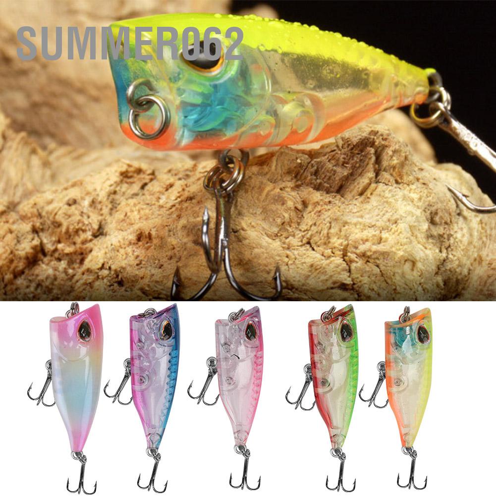Summer062 5PCS Plastic Mini Popper Floating Artificial Bait Fishing Lures Fish Tackle Accessory