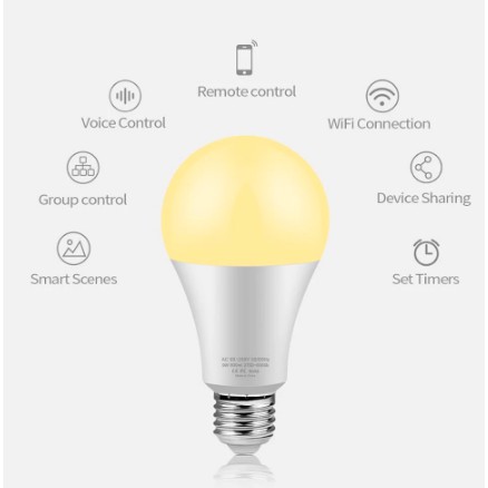 Bóng đèn led wifi Tuya, kết nối Alexa, Google, IFTTT