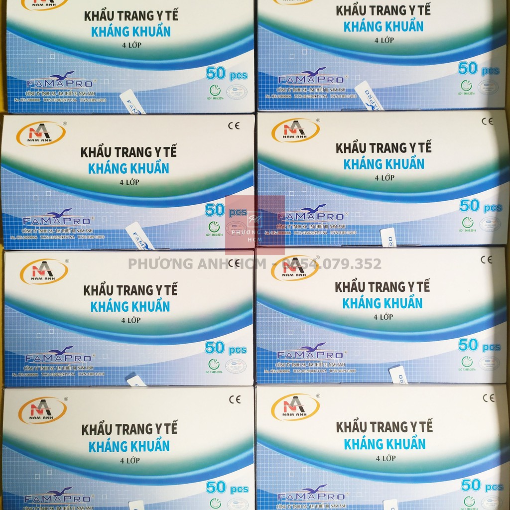 [CHÍNH HÃNG] Hộp 50 Khẩu Trang Y Tế Kháng Khuẩn 4 Lớp, VN95, 4D Mask, 5D Mask  FAMAPRO (Nam Anh)