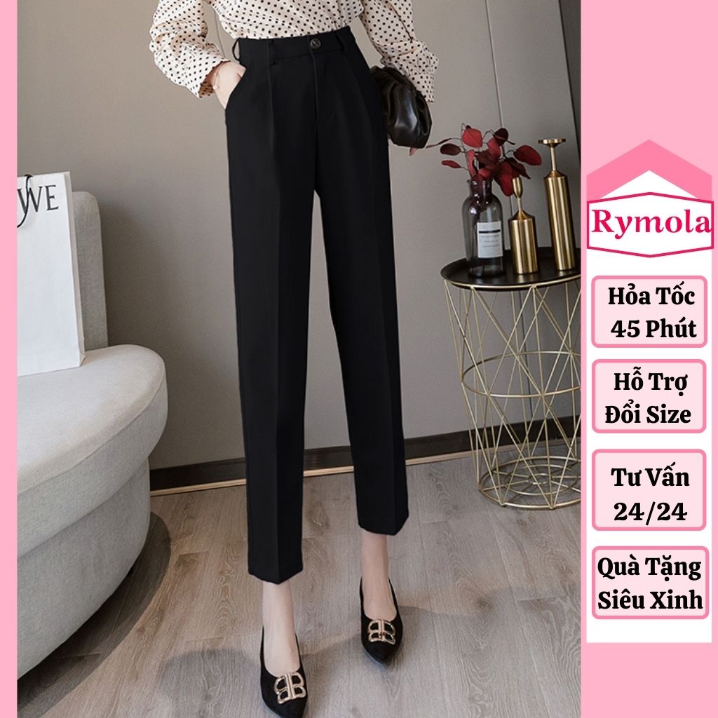 Quần Tây Nữ Lưng Cao MOLA Quần Vải Baggy Nữ Đẹp Màu Đen Ống Đứng Phong Cách Công Sở Đi Học Đi Làm Đều Đẹp