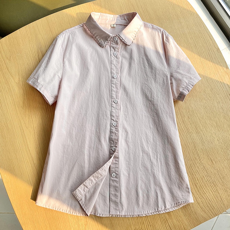 Áo Sơ Mi Trắng Ngắn Tay Phối Ren Thời Trang Mùa Hè Thanh Lịch