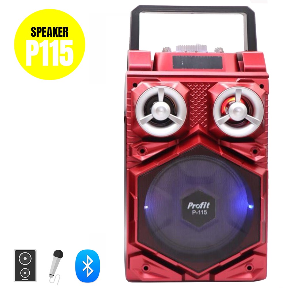 Loa bluetooth đa năng kèm chức năng karaoke Profit P-115 (Màu ngẫu nhiên) + Tặng kèm micro có dây