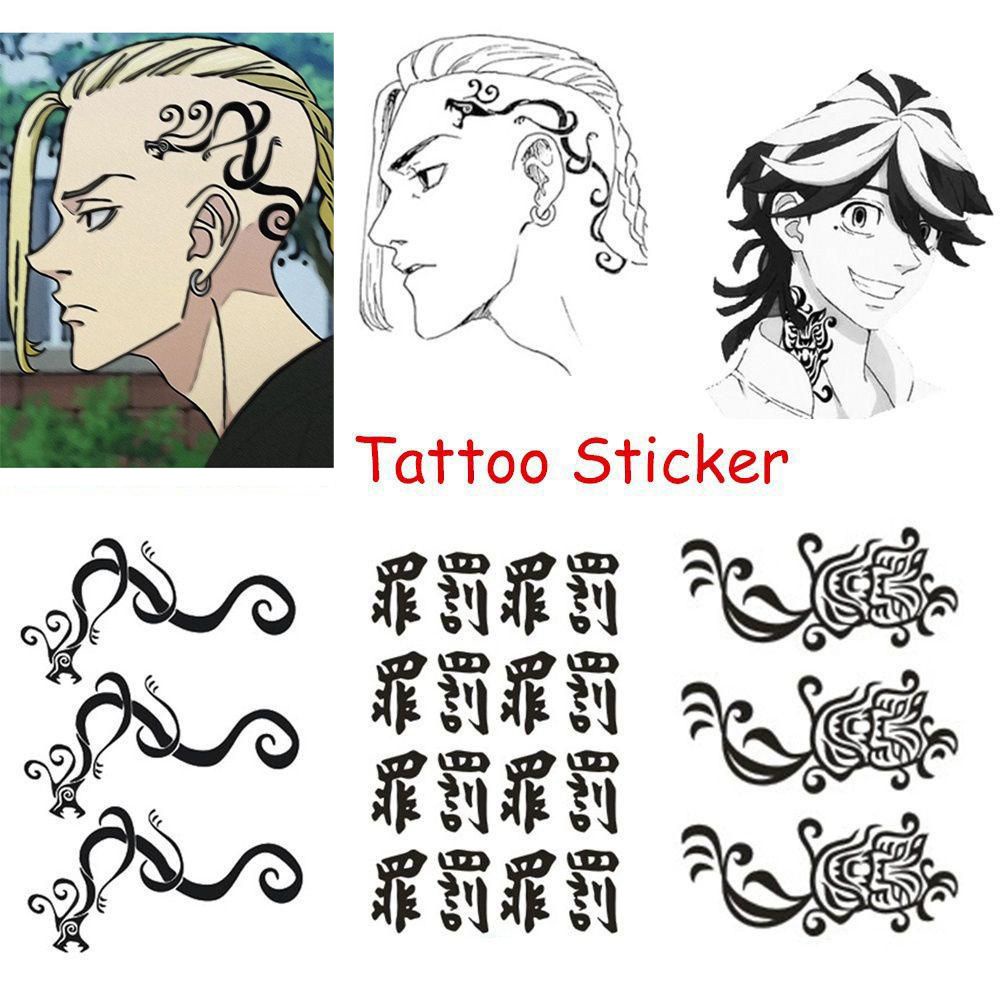 [Hàng mới về] Nhãn dán giả hình xăm dạng chuyển nước họa tiết Tokyo Revengers dễ tẩy